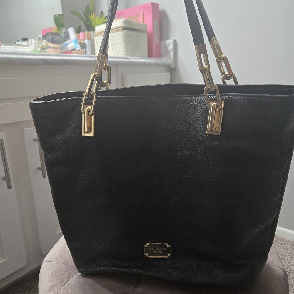 Michael Kors Black Tote with Gold Accents